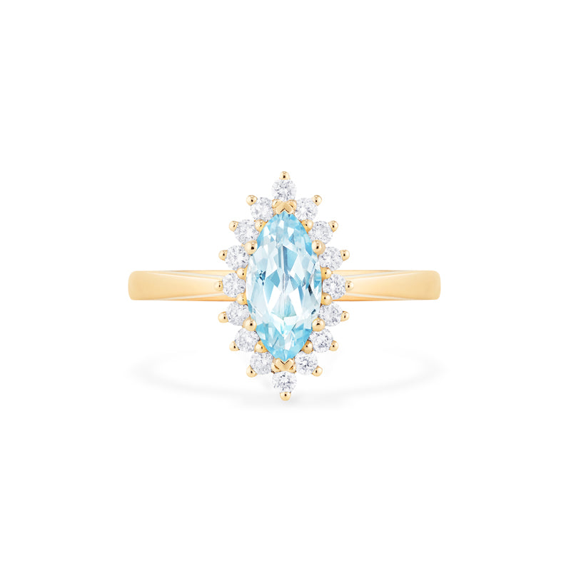 [Helena] Vintage Bloom Marquise Cut Ring in Aquamarine