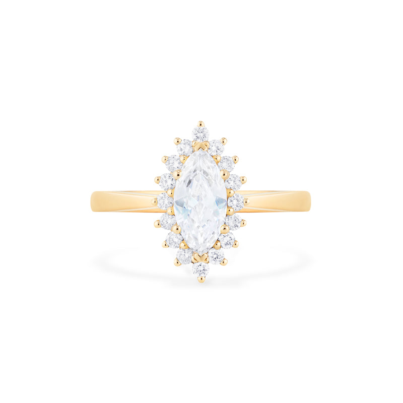 [Helena] Vintage Bloom Halo Marquise Engagement Ring in Diamond / Moissanite