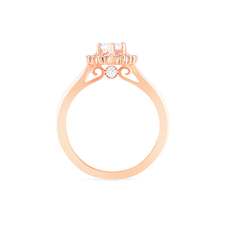 [Helena] Vintage Bloom Halo Marquise Engagement Ring in Diamond / Moissanite