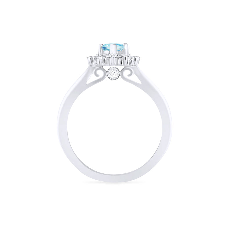 [Helena] Vintage Bloom Marquise Cut Ring in Aquamarine