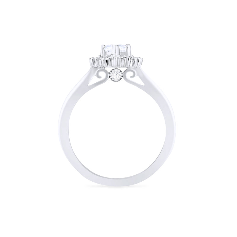 [Helena] Vintage Bloom Halo Marquise Engagement Ring in Diamond / Moissanite