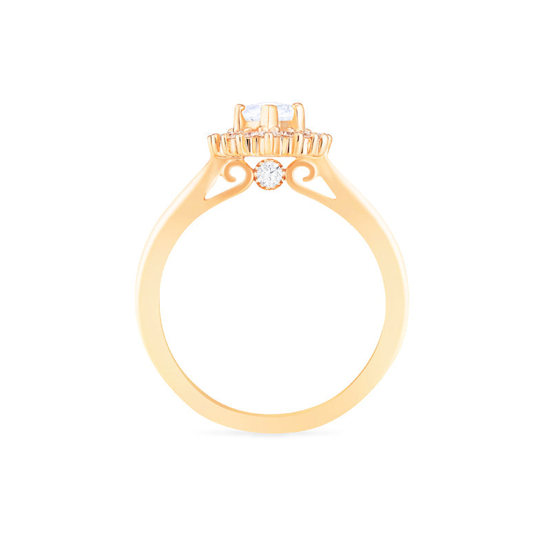 [Helena] Vintage Bloom Halo Marquise Engagement Ring in Diamond / Moissanite
