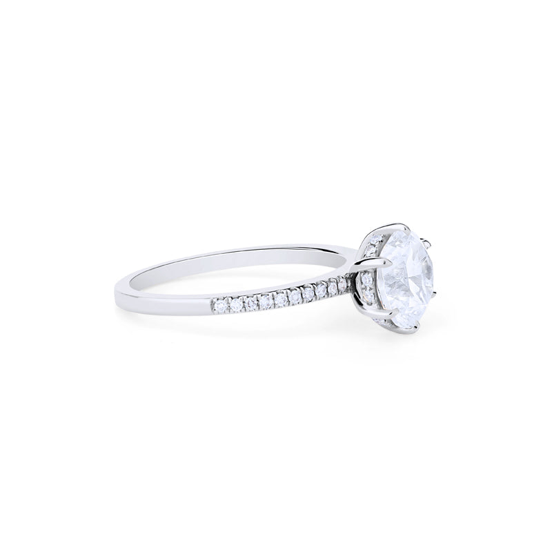[Kate] Classic Pave Hidden Diamond 6-Prong Solitaire Engagement Ring in Diamond / Moissanite