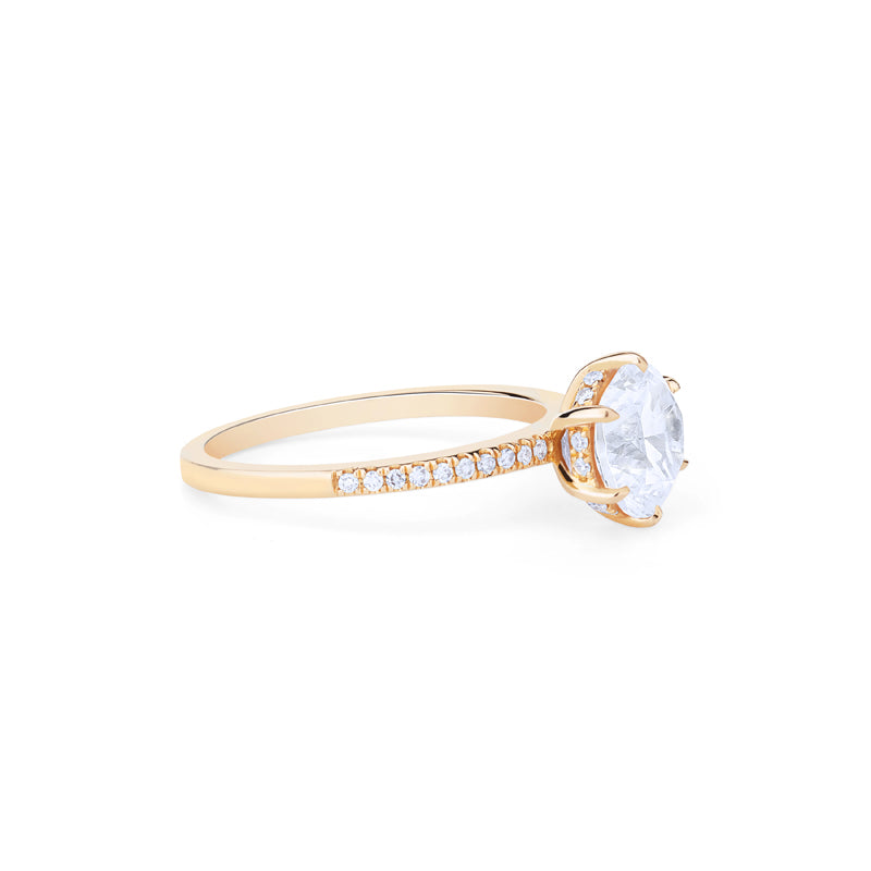 [Kate] Classic Pave Hidden Diamond 6-Prong Solitaire Engagement Ring in Diamond / Moissanite