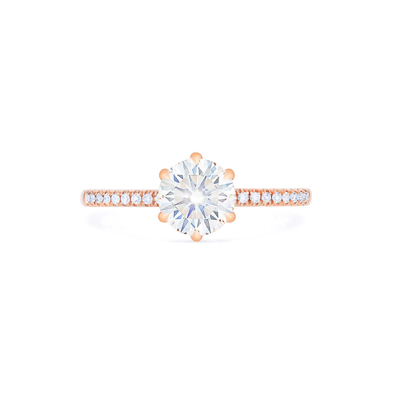 [Kate] Classic Pave Hidden Diamond 6-Prong Solitaire Engagement Ring in Diamond / Moissanite