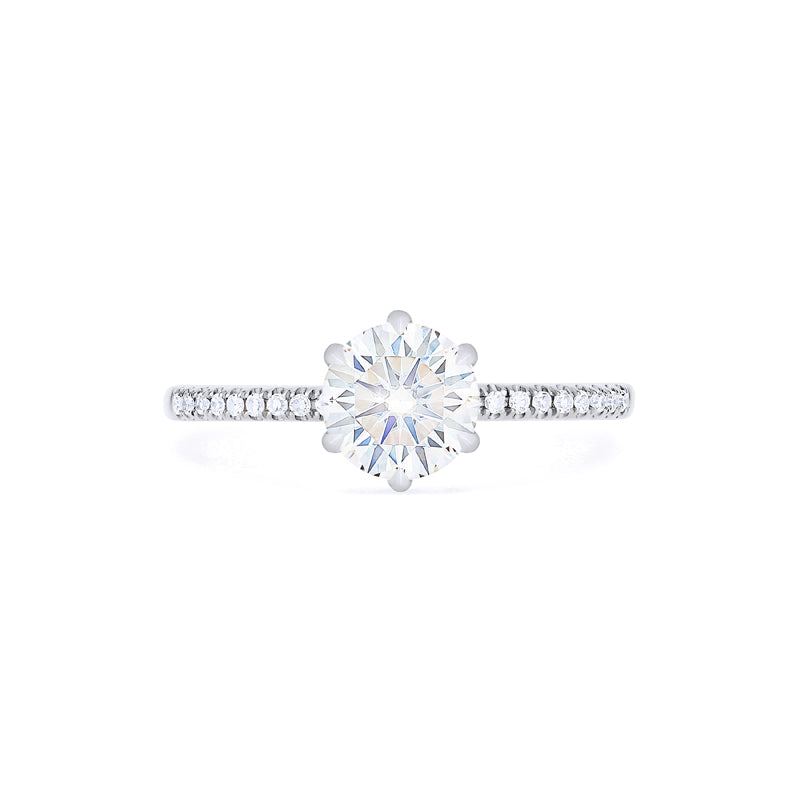 [Kate] Classic Pave Hidden Diamond 6-Prong Solitaire Engagement Ring in Diamond / Moissanite