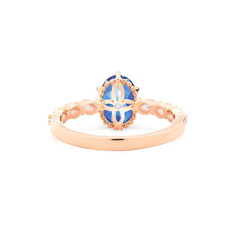 [Evelina] Vintage Classic Crown Oval Engagement Ring in Lab Blue Sapphire