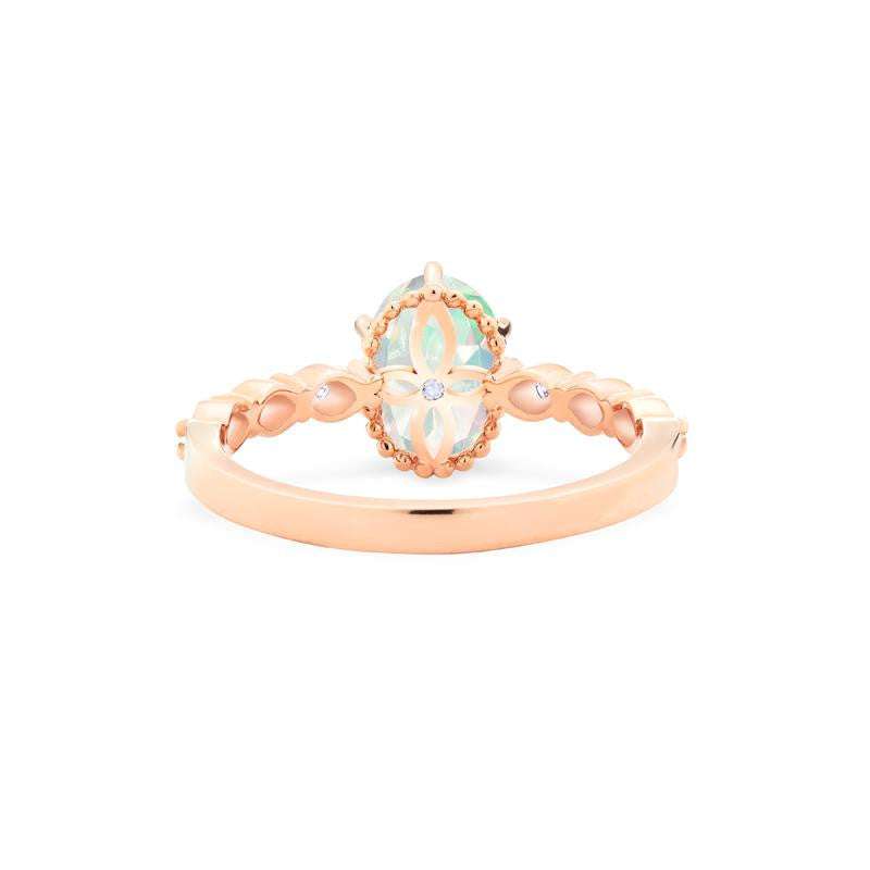 [Evelina] Vintage Classic Crown Oval Engagement Ring in Natural Australian Opal