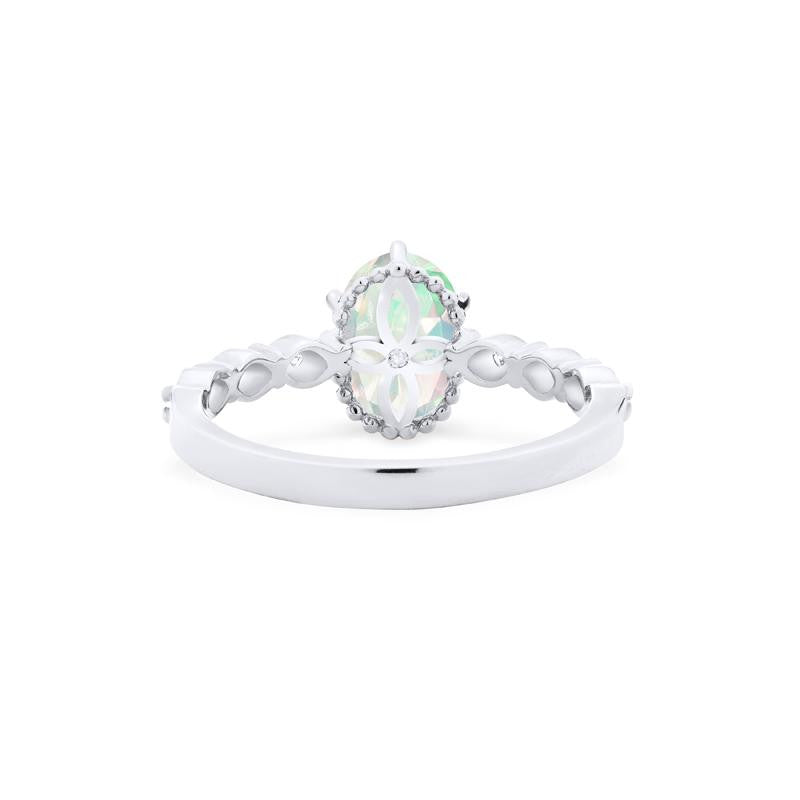 [Evelina] Vintage Classic Crown Oval Engagement Ring in Natural Australian Opal