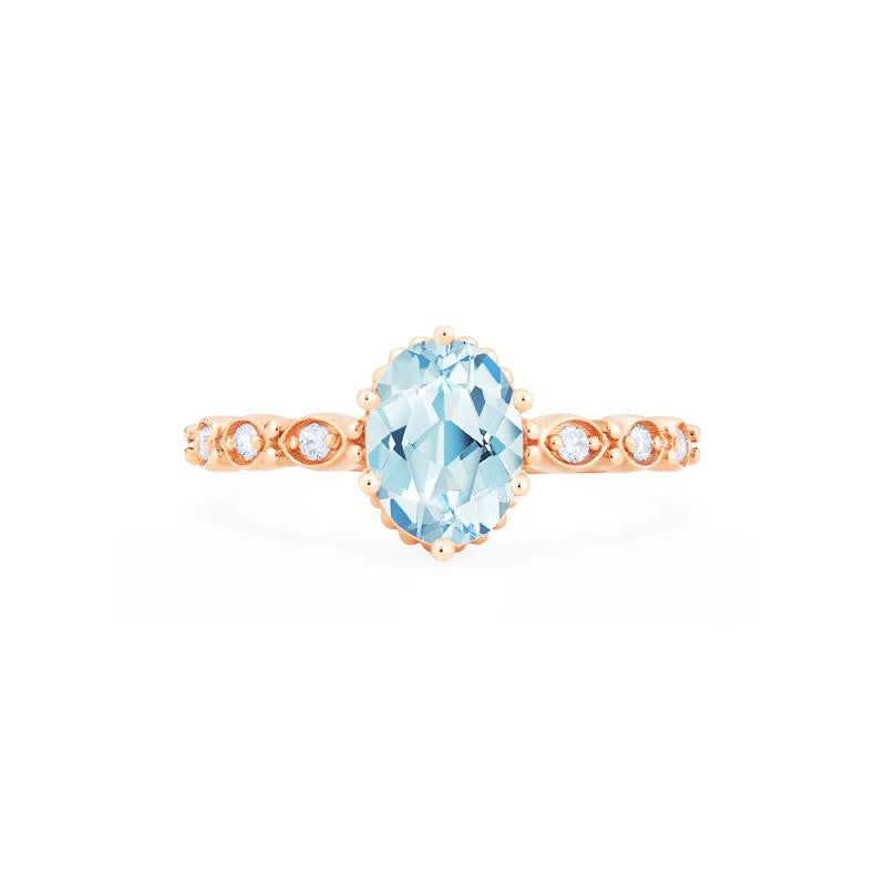 [Evelina] Vintage Classic Crown Oval Engagement Ring in Aquamarine