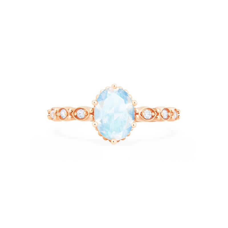 [Evelina] Vintage Classic Crown Oval Engagement Ring in Moonstone