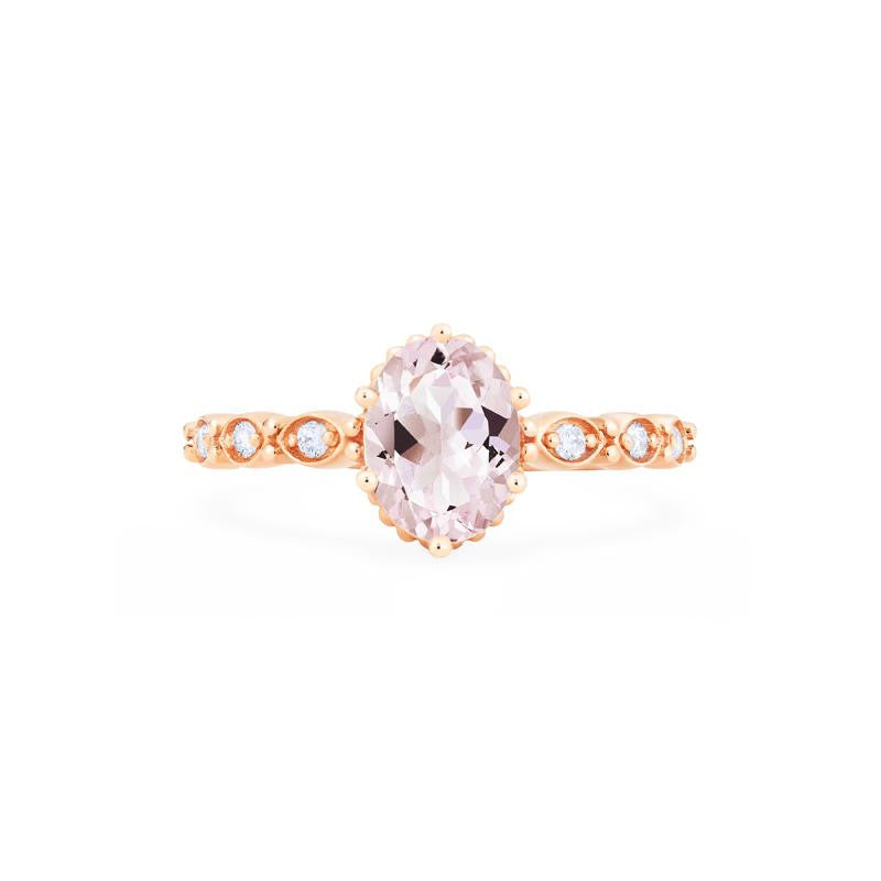 [Evelina] Vintage Classic Crown Oval Engagement Ring in Morganite