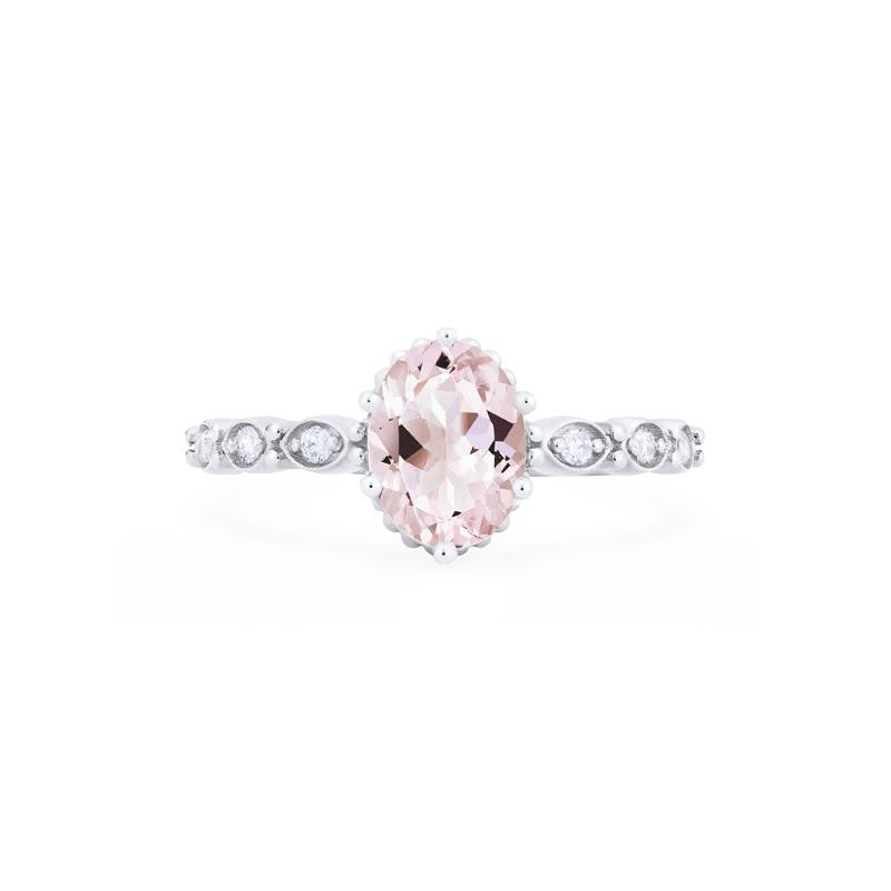 [Evelina] Vintage Classic Crown Oval Engagement Ring in Morganite