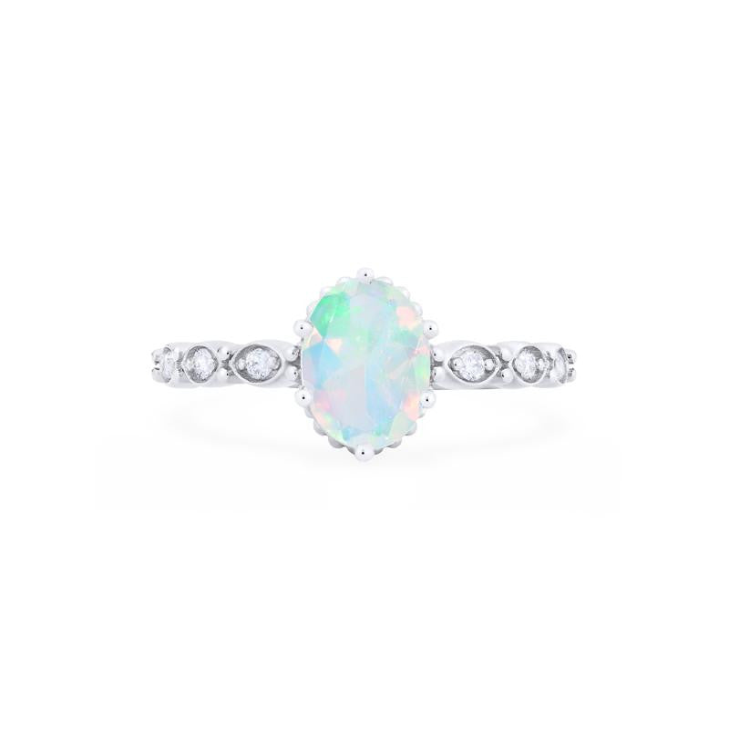 [Evelina] Vintage Classic Crown Oval Engagement Ring in Natural Australian Opal