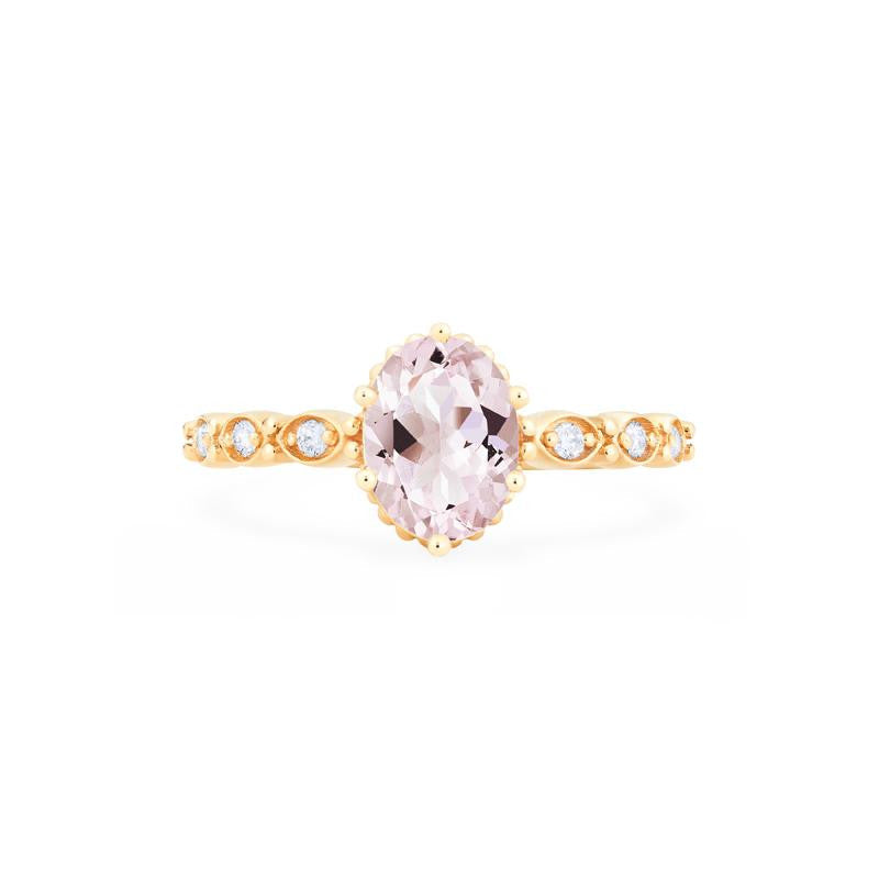 [Evelina] Vintage Classic Crown Oval Engagement Ring in Morganite