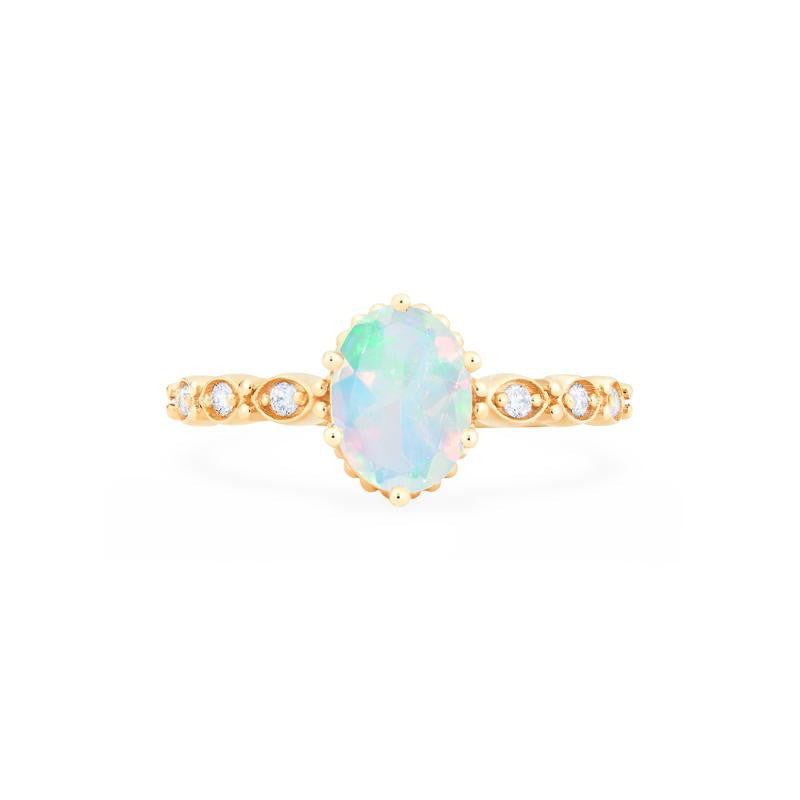 [Evelina] Vintage Classic Crown Oval Engagement Ring in Natural Australian Opal