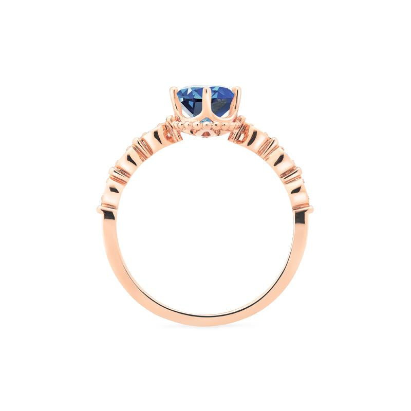 [Evelina] Vintage Classic Crown Oval Engagement Ring in Lab Blue Sapphire