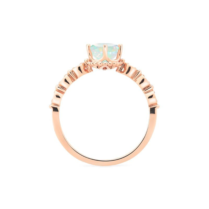 [Evelina] Vintage Classic Crown Oval Engagement Ring in Natural Australian Opal