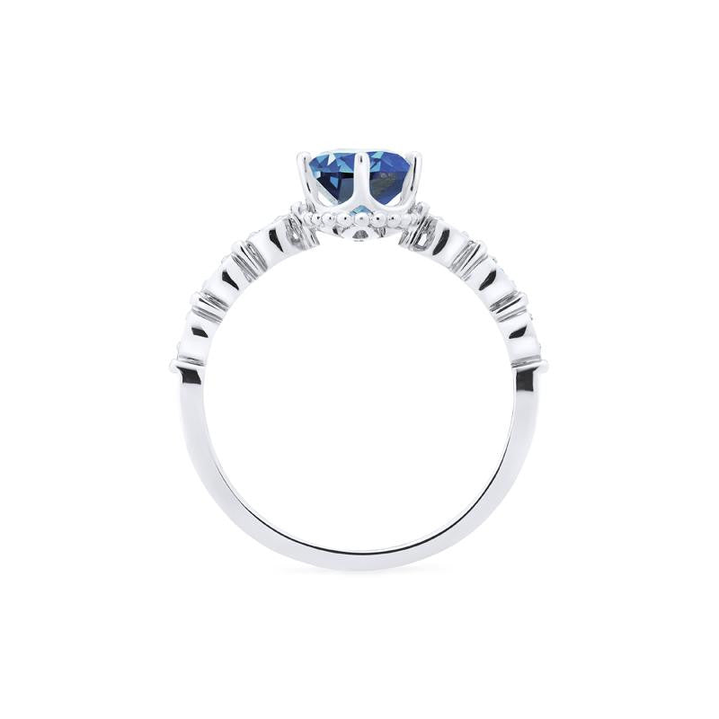 [Evelina] Vintage Classic Crown Oval Engagement Ring in Lab Blue Sapphire