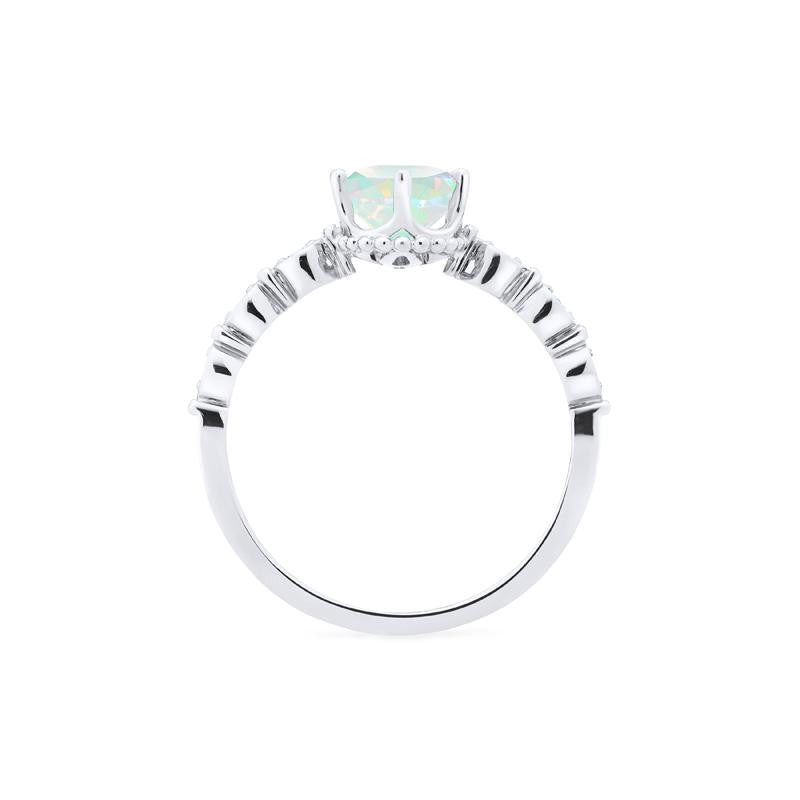 [Evelina] Vintage Classic Crown Oval Engagement Ring in Natural Australian Opal