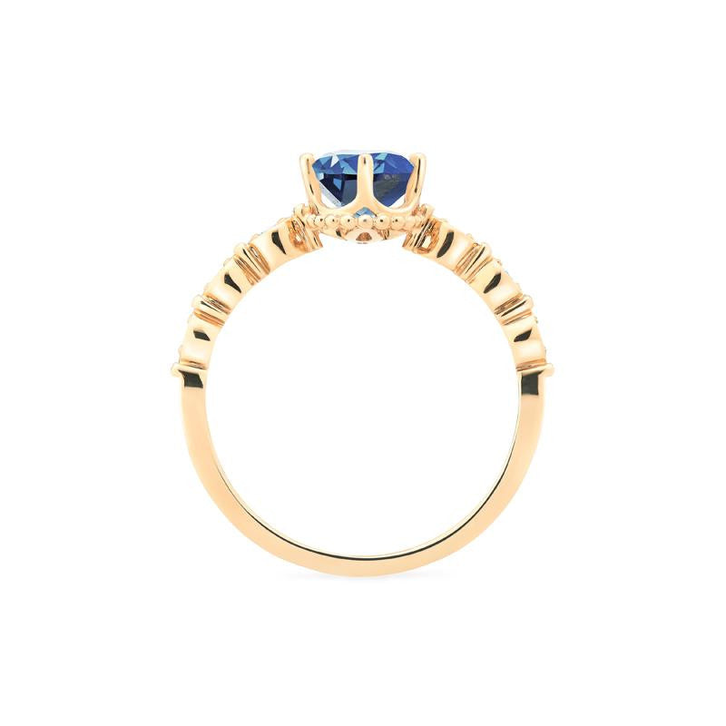[Evelina] Vintage Classic Crown Oval Engagement Ring in Lab Blue Sapphire
