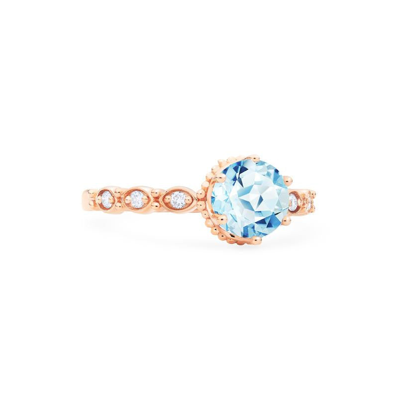 [Evelyn] Vintage Classic Crown Engagement Ring in Aquamarine