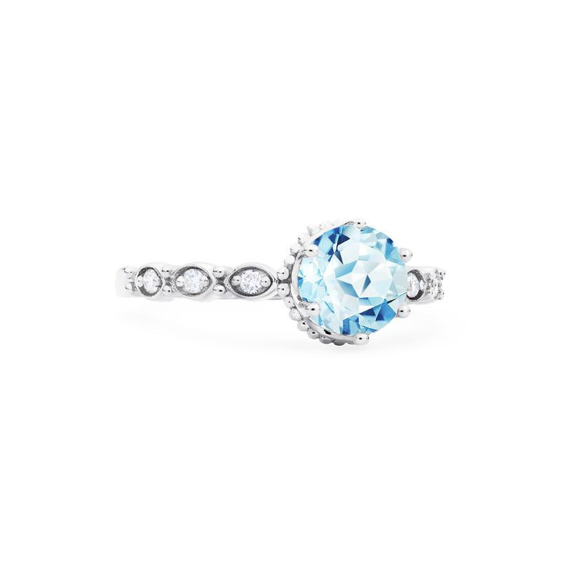 [Evelyn] Vintage Classic Crown Engagement Ring in Aquamarine