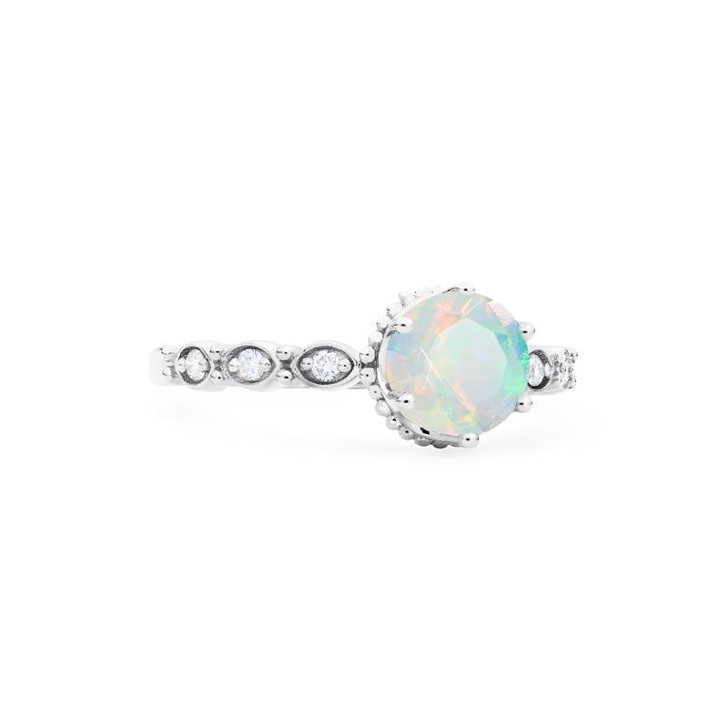 [Evelyn] Vintage Classic Crown Engagement Ring in Opal