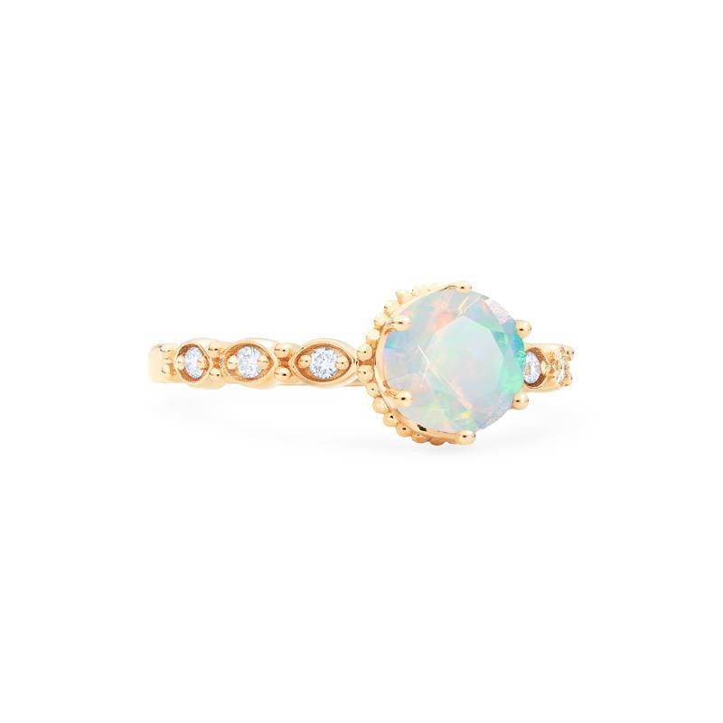 [Evelyn] Vintage Classic Crown Engagement Ring in Opal