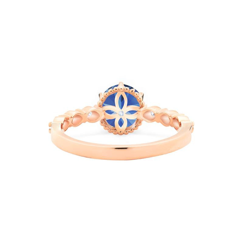 [Evelyn] Vintage Classic Crown Engagement Ring in Lab Blue Sapphire