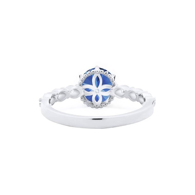 [Evelyn] Vintage Classic Crown Engagement Ring in Lab Blue Sapphire