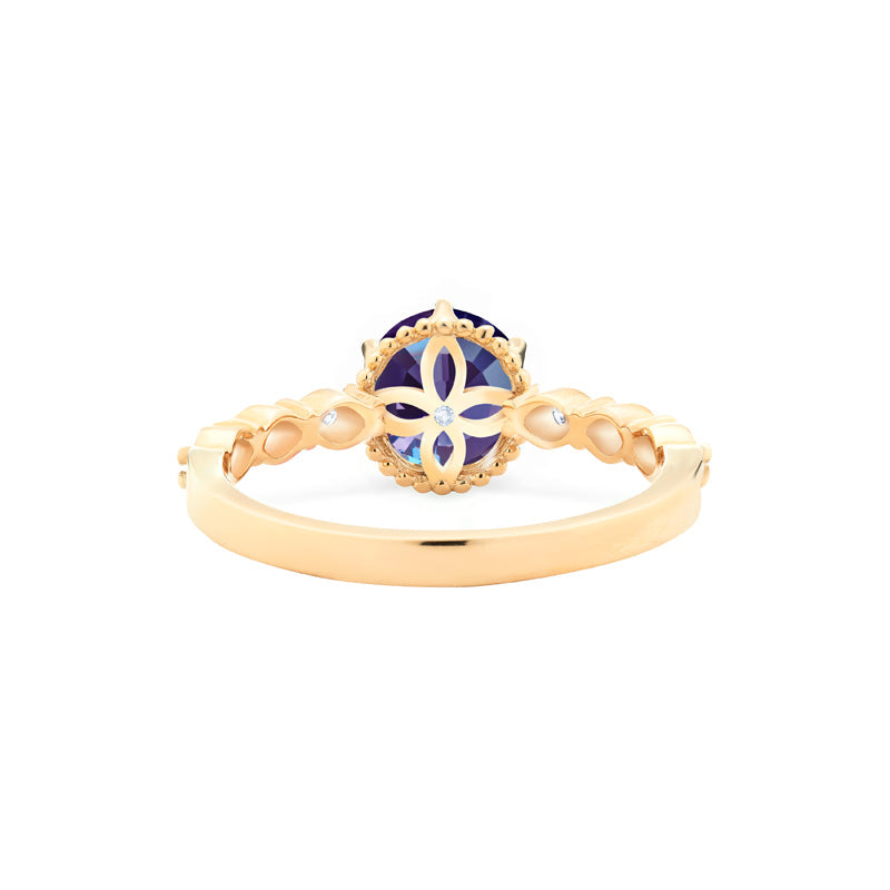[Evelyn] Vintage Classic Crown Engagement Ring in Lab Alexandrite