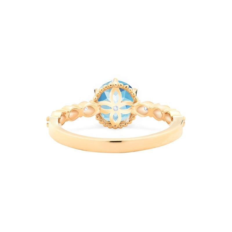 [Evelyn] Vintage Classic Crown Engagement Ring in Aquamarine