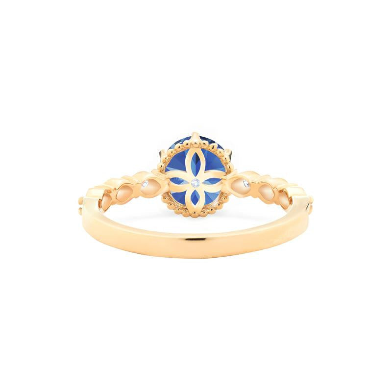 [Evelyn] Vintage Classic Crown Engagement Ring in Lab Blue Sapphire