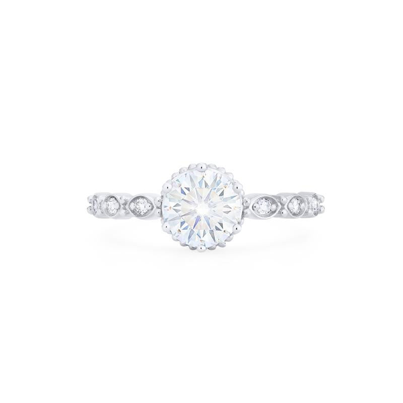 [Evelyn] Vintage Classic Crown Engagement Ring in Diamond / Moissanite