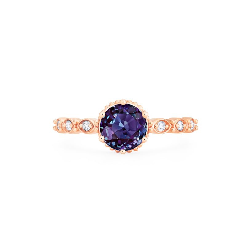 [Evelyn] Vintage Classic Crown Engagement Ring in Lab Alexandrite