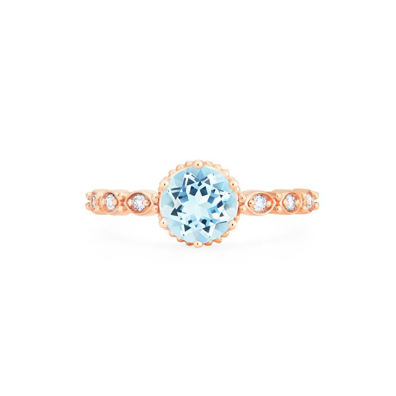 [Evelyn] Vintage Classic Crown Engagement Ring in Aquamarine