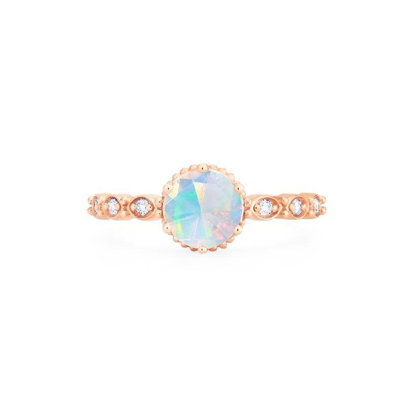 [Evelyn] Vintage Classic Crown Engagement Ring in Opal