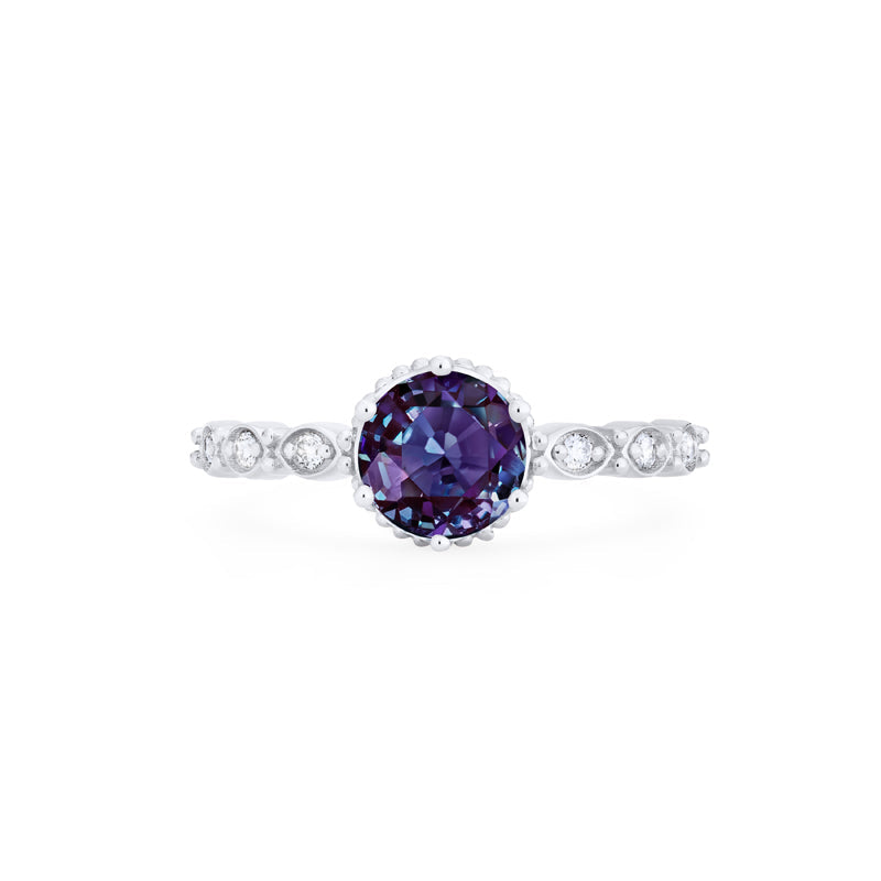 [Evelyn] Vintage Classic Crown Engagement Ring in Lab Alexandrite