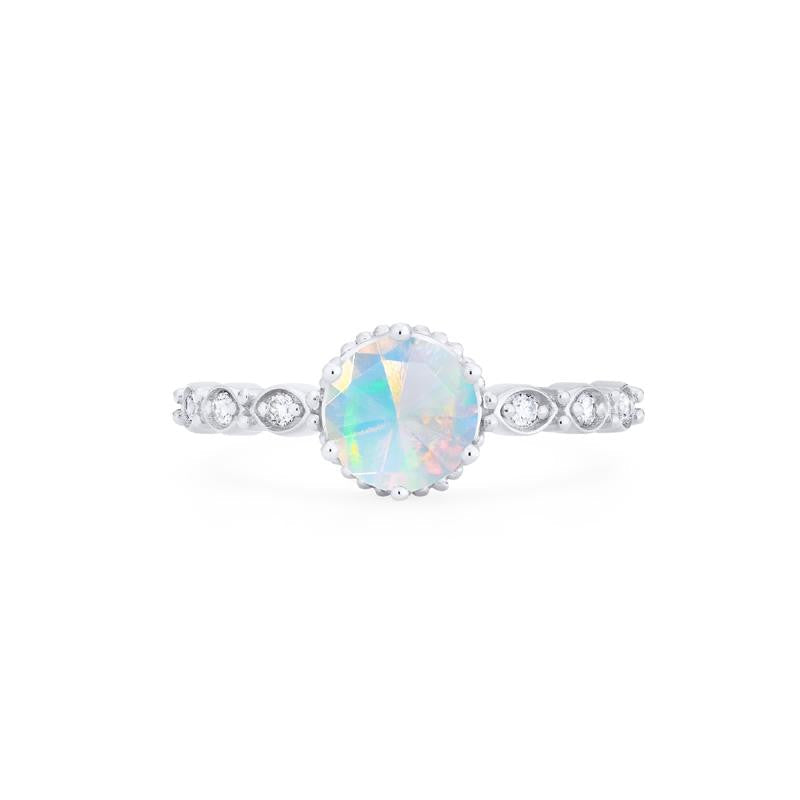 [Evelyn] Vintage Classic Crown Engagement Ring in Opal