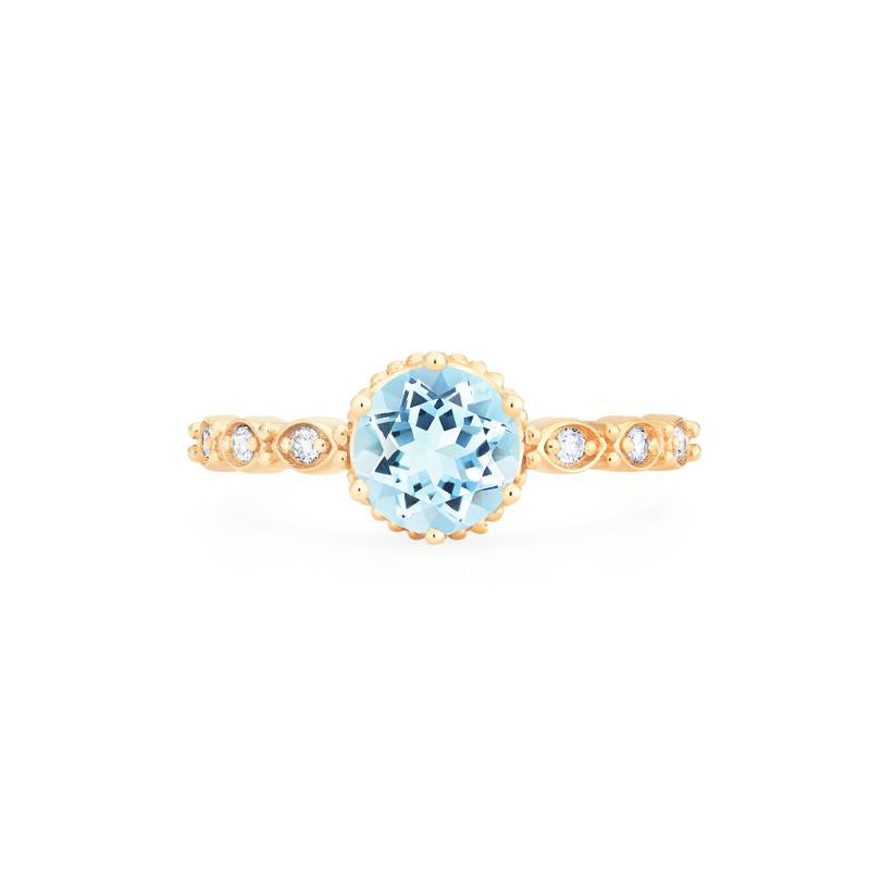 [Evelyn] Vintage Classic Crown Engagement Ring in Aquamarine
