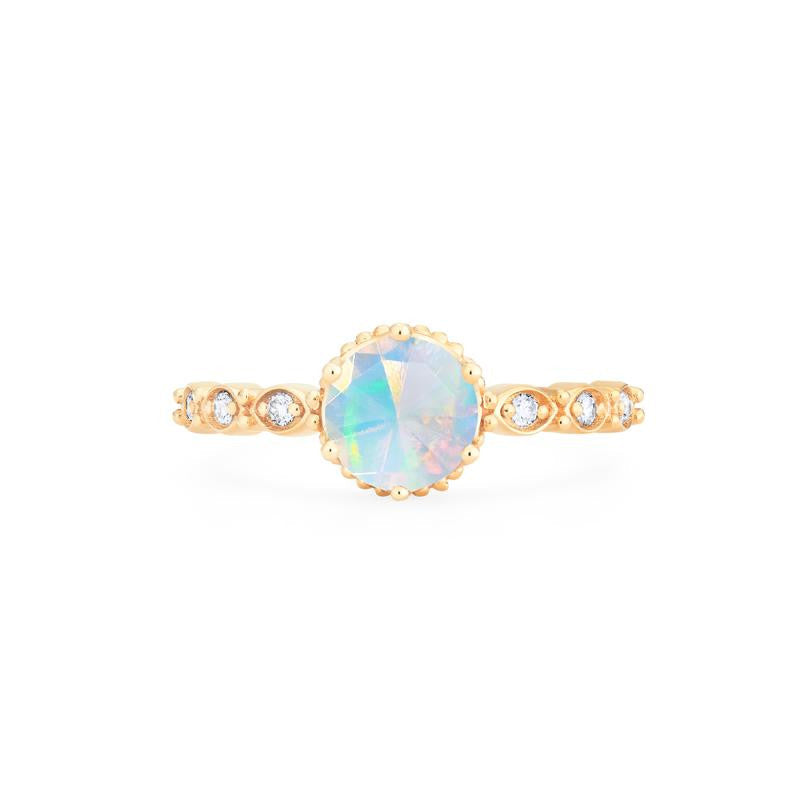 [Evelyn] Vintage Classic Crown Engagement Ring in Opal