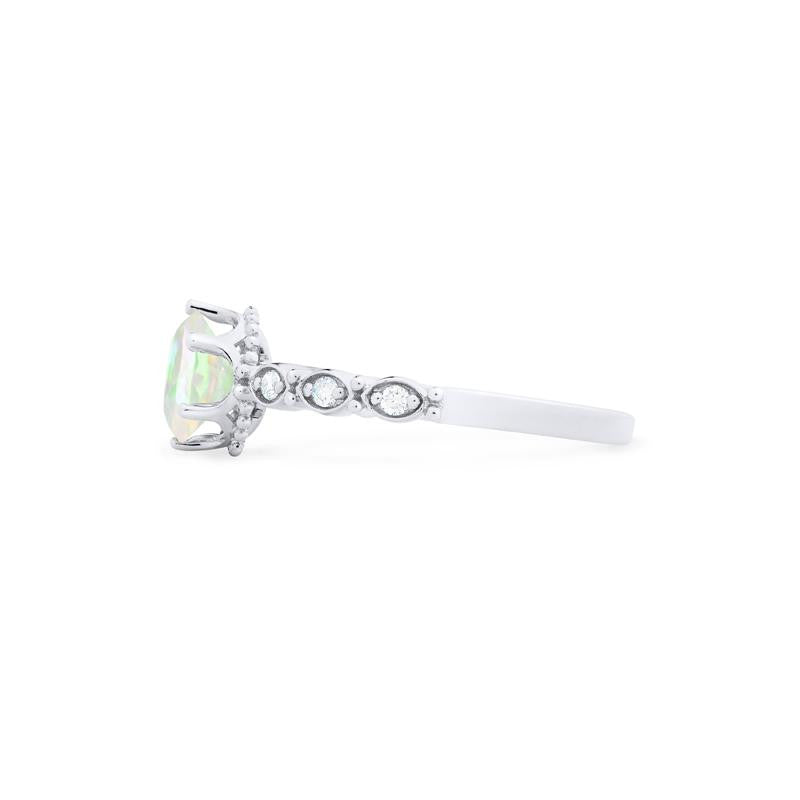 [Evelyn] Vintage Classic Crown Engagement Ring in Opal