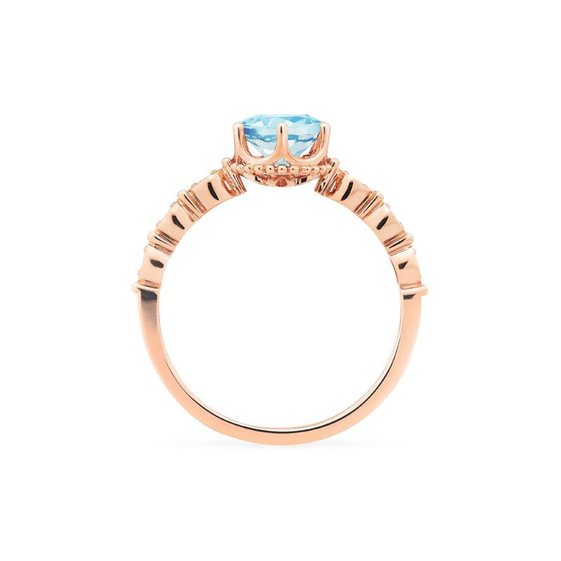 [Evelyn] Vintage Classic Crown Engagement Ring in Aquamarine