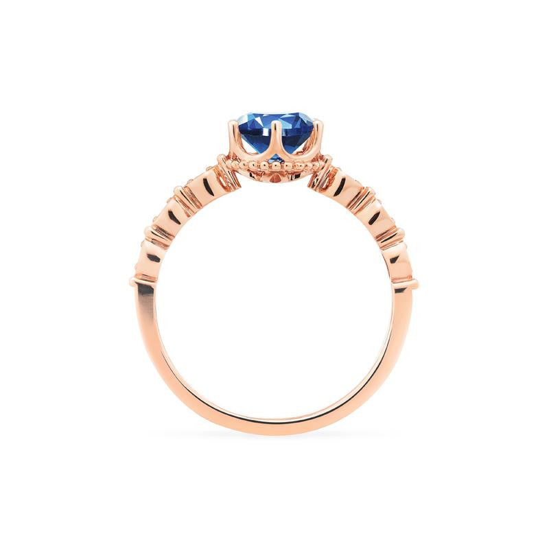 [Evelyn] Vintage Classic Crown Engagement Ring in Lab Blue Sapphire