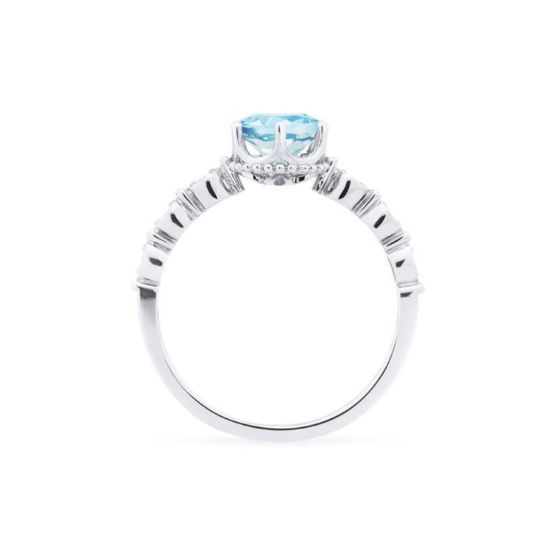 [Evelyn] Vintage Classic Crown Engagement Ring in Aquamarine