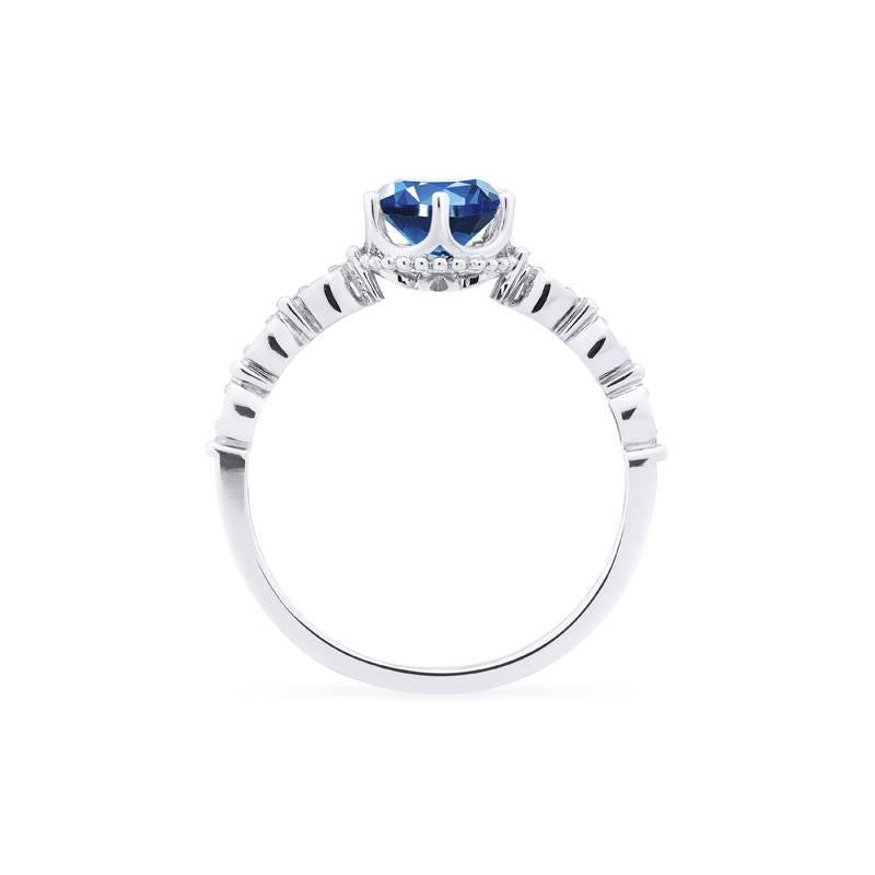 [Evelyn] Vintage Classic Crown Engagement Ring in Lab Blue Sapphire