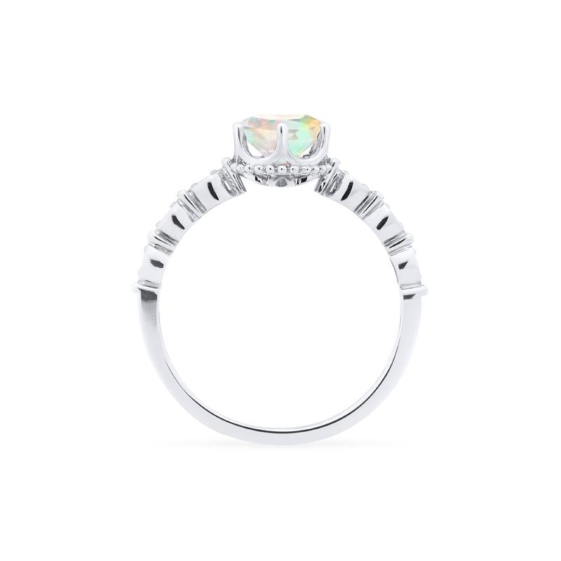 [Evelyn] Vintage Classic Crown Engagement Ring in Opal