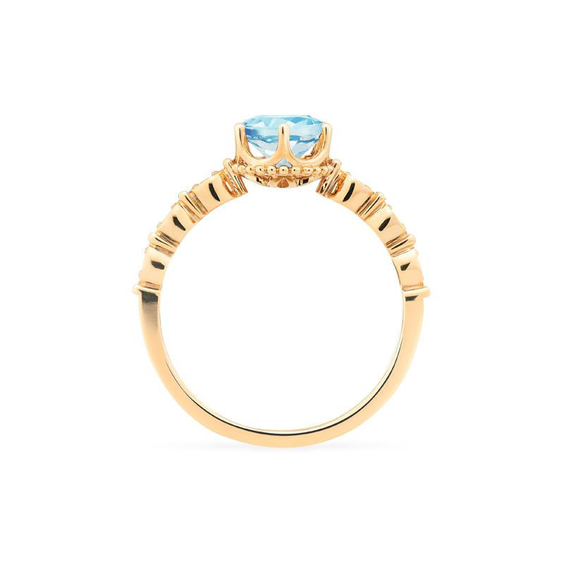 [Evelyn] Vintage Classic Crown Engagement Ring in Aquamarine