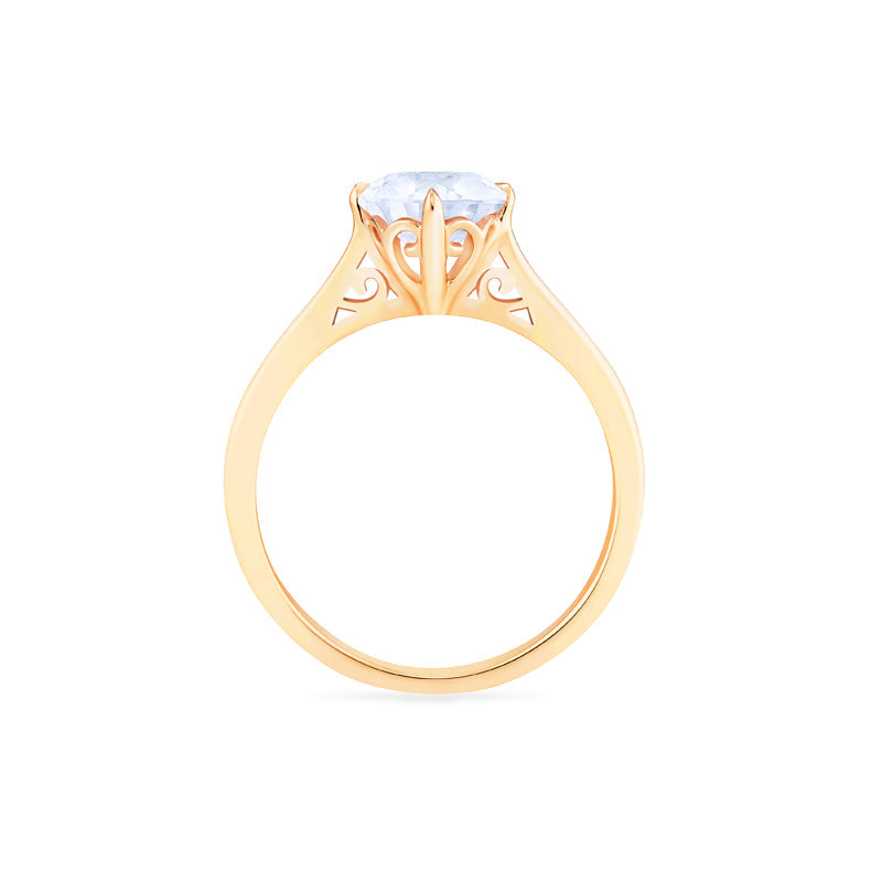 [Marguerite] Victorian Lace Solitaire Engagement Ring in Diamond / Moissanite
